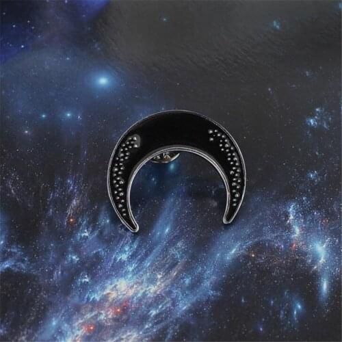 Ellenmar Retro Moon Brooch Crescent Shaped Denim Coat Button Brooch Pin Party Hat Clothes Corsage Jewelry Gift