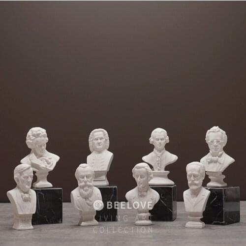 8PCS/SET BACH MOZART TCHAIKOVSKY BEETHOVEN CHOPIN STATUE ART RESIN CRAFT BUST MINI MUSICIAN FIGURINE HOME DECORATION R405