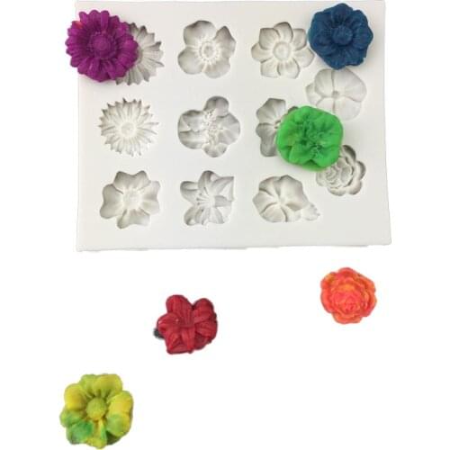 Small flower turn sugar silicone mold chocolate baking cake mold DIY manual kitchen utensils