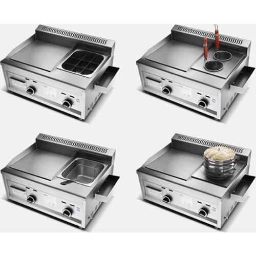 Commercial Gas Griddle Fryer One Machine All-in-one Fryer LPG Gas Frying Machine Fried Chicken Frying Equipment