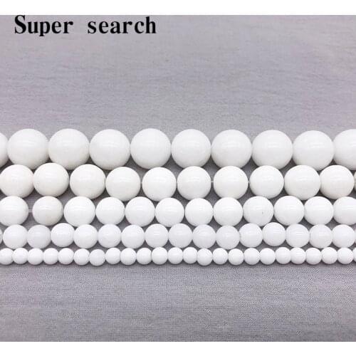 Natural stone Round beads White porcelain Size 4/6/8/10/12MM Diy Handmade Charms Bracelet & Bangles Necklace Jewelry Making