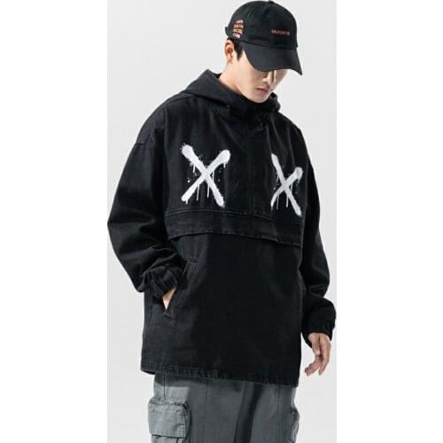 Mens Casual Black Hoodie Jacket 2020 New Autumn Print Zipper Hooded Jacket Mens Hip Hop Sportwear Coat Male Outwear Jackets