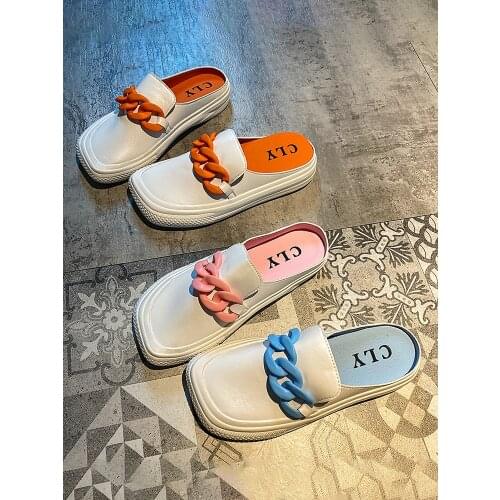 Slippers Womens Shoes Summer 2021 New Fashion Chain Soft Bottom Non-slip Casual Mules Shoes Women
