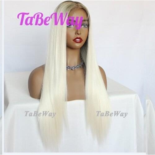 TaBeWay 13x6 Lace Front Wigs Ombre Blonde Color Wig Heat Resistant #60 Long Straight Synthetic Lace Front Wigs for Fashion Women