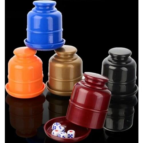 Plastic Poker Dice cup set with dices Shaking Cup Drinking Board Game Casino Gambling Dice Box