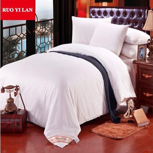 100% Cotton Satin Stripe Quilt Cover Inner Duvet Cover for DIY Silk Quilt White Pink Twin/Full/Queen/King Model 06