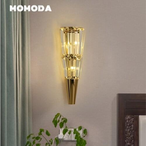 Luxury LED Wall Lamps Modern Gold Crystal Stainless Steel Wall Sconce Bedroom Living Room Dining Room Indoor Lighting Fixture