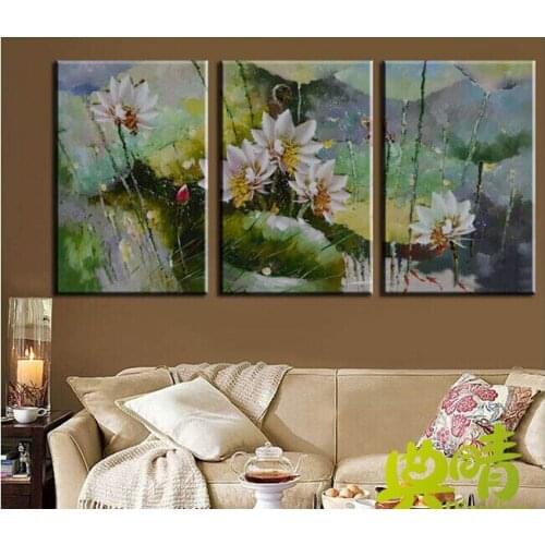 Modern fashion abstract oil painting on canvas Hand painted impression sleeping lotus paintings NO frame