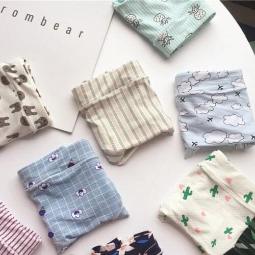 Lovely Printing Panties For Girl Comfortable Middle Waist Ice Silk Breathable Womens Underwear Corset Lace Cute Sweet Seamless