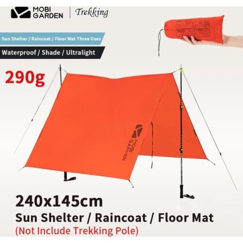 MOBI GARDEN 3 In 1 Sun Shelter Outdoor Camping 290g Ultralight 20D Nylon Multi-function 240*145cm Raincoat Floor Mat Hiking