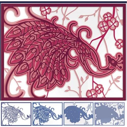 Splendid Peacock Die Cuts For Card Making Peacock Animal+Pattern+Frame Metal Cutting Dies Stencils 2020 Embossing Crafts Cards