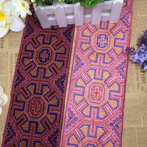 Miao cross stitch crochet fabric lace trim 11cm dress collar ribbon tape webbing ethnic tribal nepal thai india boho gypsy DIY