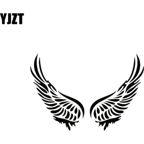 YJZT 12.5*8.6CM Cute Interesting Beautiful Angel Wings Covering The Body Silhoutte Car Sticker Decal Black/Silver Vinyl C20-1615