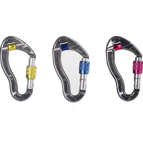 25KN Rock Climbing Lock Hook With Pulley Alloy Carabiner On For Mountain Firefighting Emergency Safety Survival Tactical Tools