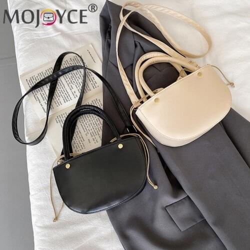 Fashion Women Pure Color PU Shoulder Bag Casual Ladies Drawstring Messenger Bags Elegant Ladies Handbag Shoulder Bag