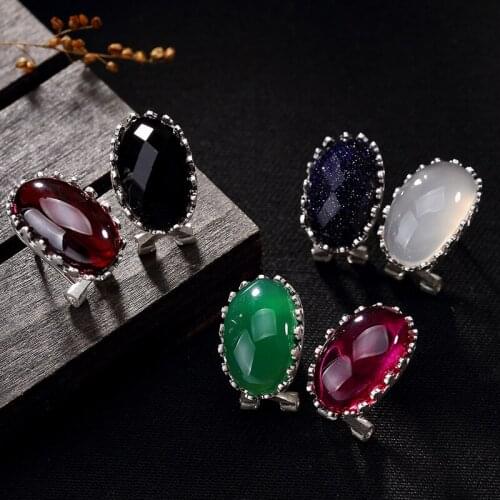 Chalcedony Pomegranate Red Corundum Silver Ways Is High-grade Female Stud Earrings Earrings