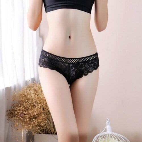 Women Panties Low Waist G-String Thin Lightweight Breathable Hollow Ladies Solid Color Lace Panties 2021