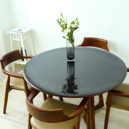 1.6mm PVC Tablecloth Waterproof Tasteless Black Matte Round Table Cloths Opaque Oil-proof PVC Table Cover Mat Protect the Desk