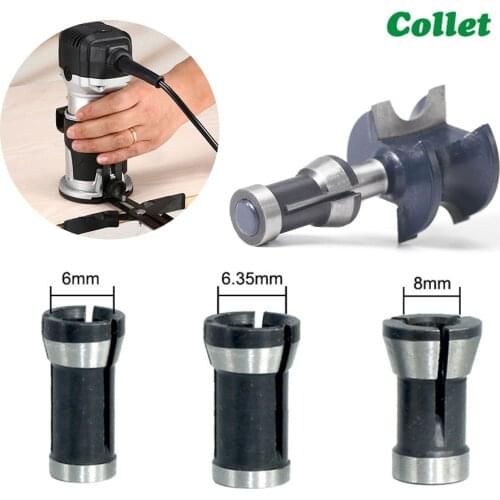 1pc & 3pc High Precision Shank Milling Cutter Collet Chuck Electric Woodworking Trimmer Wood Router Engraving Machine 6 8 6.35