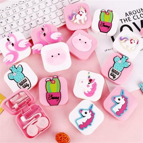 1 Pc Cute Cartoon Girl Heart Contact Lens Box St tudent Soft Younger Sister Glasses Box Beautiful Pupil Box Nursing