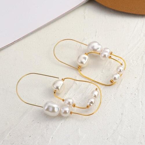 Flashbuy 1PC New Design Irregular Geometric Pearl Ear Bone Clip Earring for Women Exaggeration Metal Minimalist Jewelry