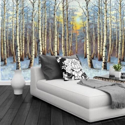 Custom 3D murals,Landscape painting poplar forest sunset wall paper mural 3d,living room TV wall children bedroom wallpaper