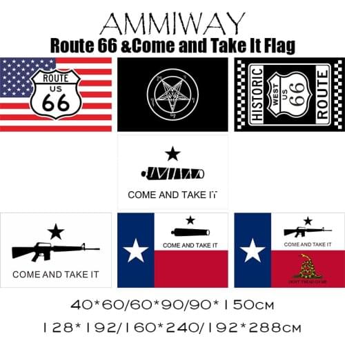 AMMIWAY Gun Gonzales Historical Come and Take It Texas Flags Historic West US Route 66 Flags Baphosimb Church of Satan Flag
