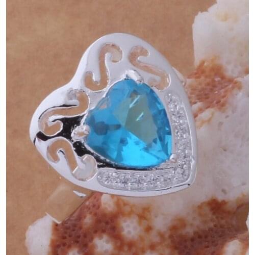 AR433 Fashion Jewelry Silver Color Gifts Popular Rings For Women With Blue Heart Stone In Heart /asiajjpa Bjaakaha
