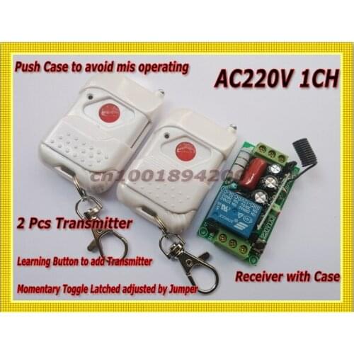 Wireless Remote Switch System +2 Remote Wireless Receiver&Transmitter 220V1CH(channel) 10A Relay Learning code 315/433MHZ Toggle