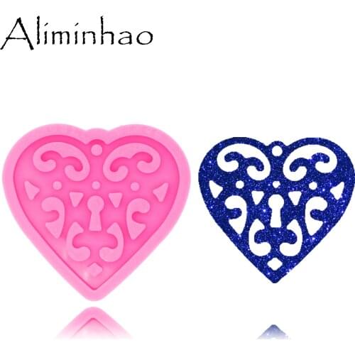 DY0416 Shiny Glossy Paisley Heart necklace Jewelry Epoxy Mould Crafting Keychain Silicon Resin Silicone