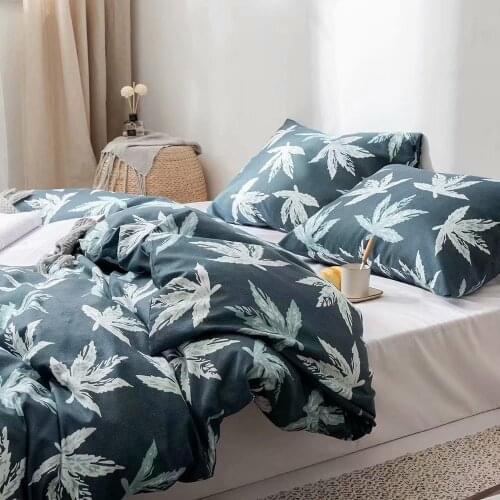 Home Textile Bedding Set King Queen Single Double Duvet Cover Pillow case 2-3pcs Bedding Linens Sets Quilt case Nordic Green