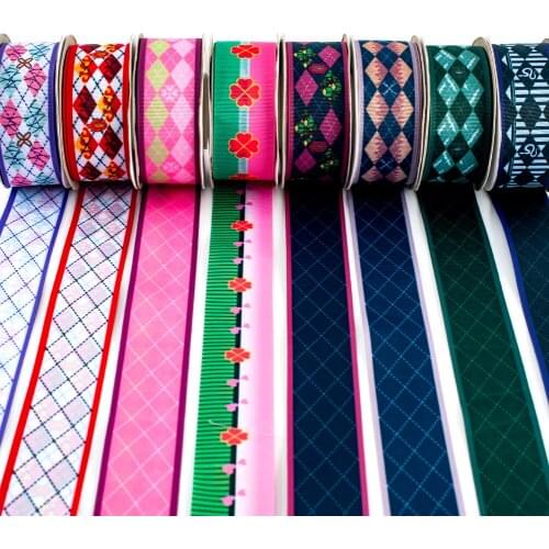 Double Side Kimetsu No Yaiba Grosgrain Ribbon Printed Japanese Flower Pattern 10 Yards for DIY Hair Bow