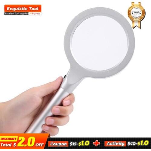 FGHGF High Quality 55mm 5X Magnifier Portable Handheld Glass Loupe Hand Magnifying Tool12 LED Light Lamp With