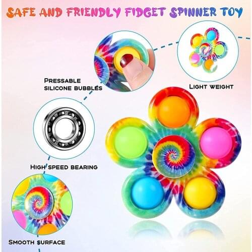 Spinnng Fidget Toys Silicone Sensory Push Bubble Stress Relief Game Toy For Antistress Adults Children Autism Support Dropship