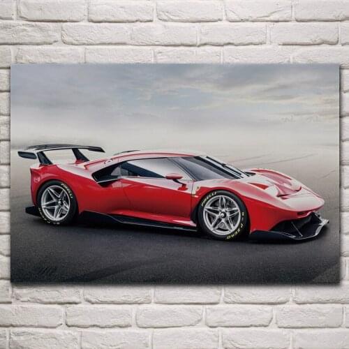 Beautiful red supercar artwork sport vehicle side view posters on the wall picture home living room decoration for bedroom KM465