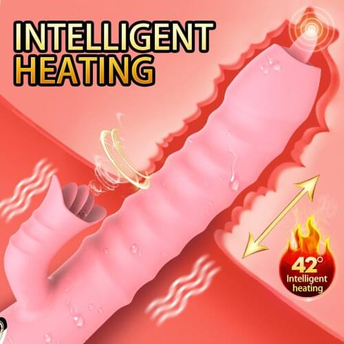 Rabbit Vibrator Telescopic Vibration Tongue Licking Heating G spot Dildo Vibrator Female Masturbation Sex Toys for woman Vagina