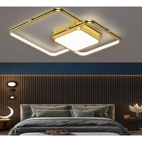 Nordic Black Gold Luster Square LED Ceiling Lamp for Bedroom Living Dining Room Kitchen Hallway Minimalist Home Indoor Lighting