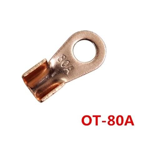 10Pcs 80A Copper Battery Cable Connector Terminal Crimping 6-16mm2 Wire OT-80A