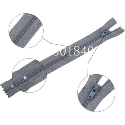 10pcs 3# 7.5/12.5/15/20/25/30/35/40/45/50/55/60/70cm Gray Nylon Coil Zippers for Tailor Sewing Crafts Nylon Zippers Bulk