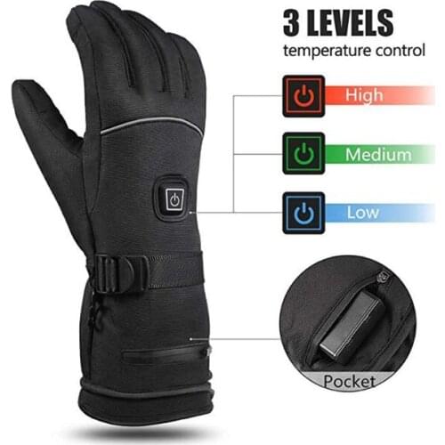 Men Women Winter Electric Heated Gloves with Reflective Strip Battery Powered
