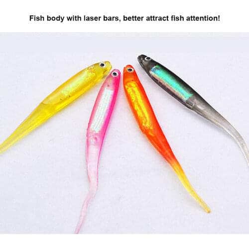 3Pcs/lot Fishing Soft Bait 7CM 9CM 2G 3G T Tail Fish Fishing Lures Rainbow Color Sequin Swing Multicolor Fishing Spinner Bait