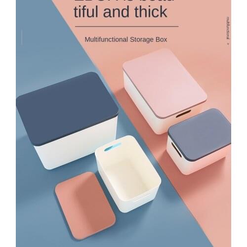 Desktop Storage Box Sundries Storage Box Plastic Snack Storage Basket Small Box with Lid Office and Dormitory