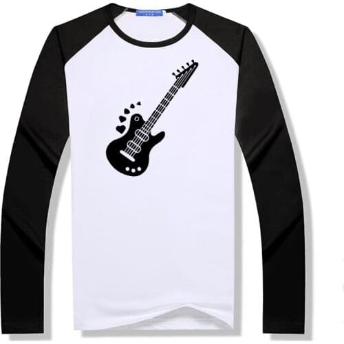 New Creative Instrument Simplestyle Guitar T Shirt Mens funny Long Sleeve Men raglan T-Shirt Modal Men Fashion O Neck Tees