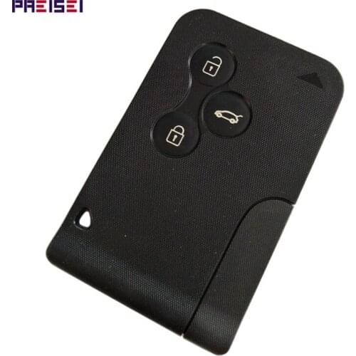 PREISEI 10pieces/Lot Black NO Logo 3 Buttons Car Remote Key Card Shells Fob For Renault Megane Key Replacements