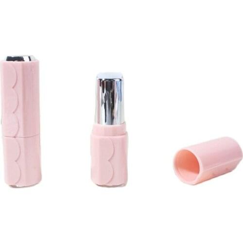 50pcsPlastic Empty Portable Lipstick Tube Round Cute Cosmetic Lip Rouge Container 12.1mm Pink Elegant Lip Balm Bottle