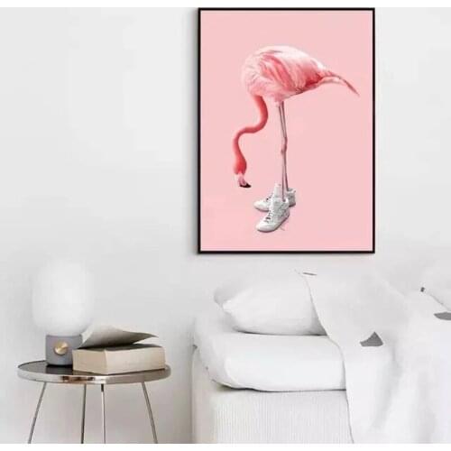 Pink Beauty Flamingos Minimalism Canvas Painting Wall Art Nordic Posters and Prints Wall Pictures for Living Room Decoration
