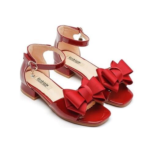 Girls Sandals Childrens Shoes kids sandals 2018 new girls high heel sandals fashion princess shoes red pink black size 26-37