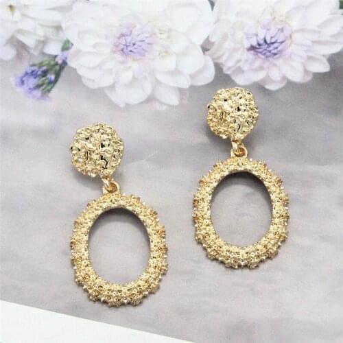 Europe and the United States exaggerated personality metal circular earrings long earrings hollow metal circle earrings jewelry