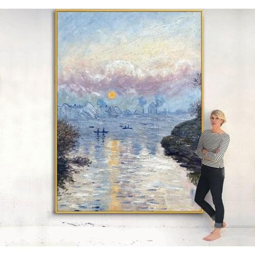 Modern Abstract Landscape Wall Art Famous Monet Canvas Painting Nordic Handmade Wall Picture for Living Room Home Decorative