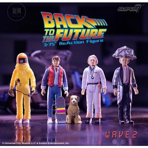 Super7 Back To The Future Part 2 Doc Brown 1950S Marty and The Radiation Suit Hang Card Toy Action Figures Toys